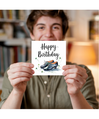 Happy Birthday Card for Irish Dancer with Dancing Shoes Illustration