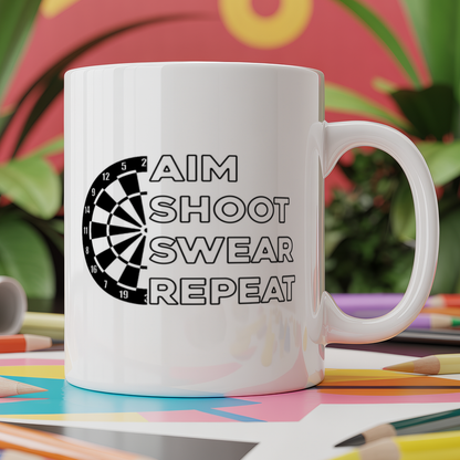 Aim shoot swear repeat darts