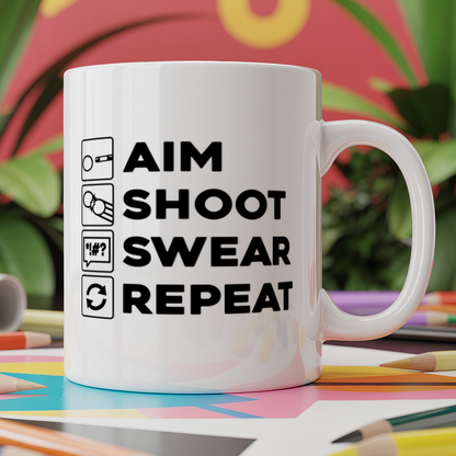 Aim shoot swear repeat snooker