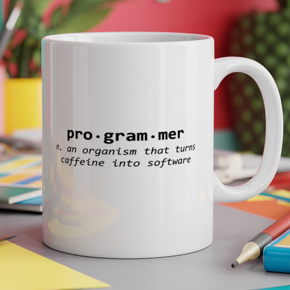 Programmer definition - an organism that turns caffeine into software