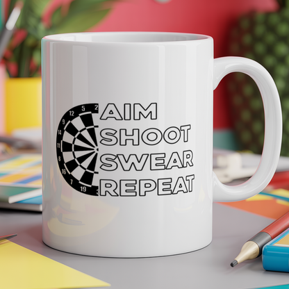 Aim shoot swear repeat darts