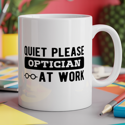 Quiet please optician at work