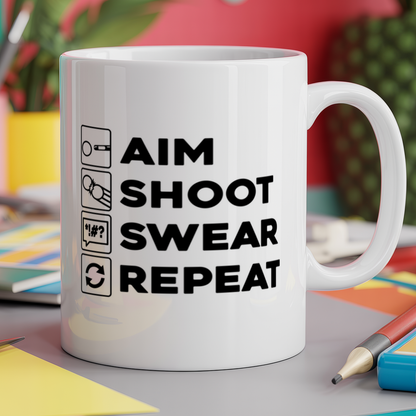 Aim shoot swear repeat snooker