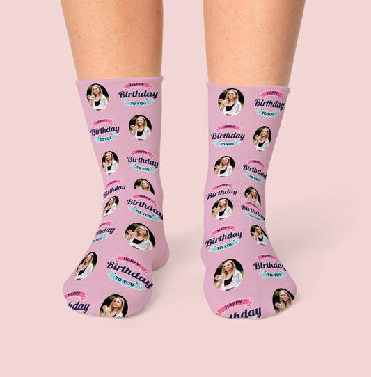 SockYeah - Personalised Happy Birthday Pink Socks