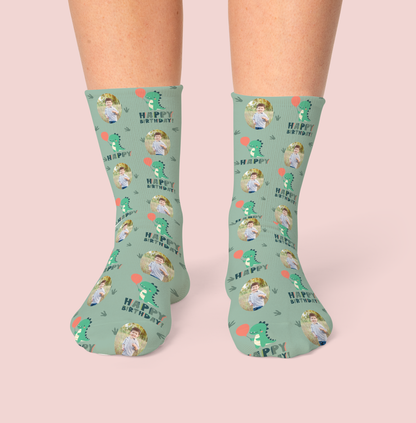 SockYeah - Personalised Happy Birthday Dinosaur Socks