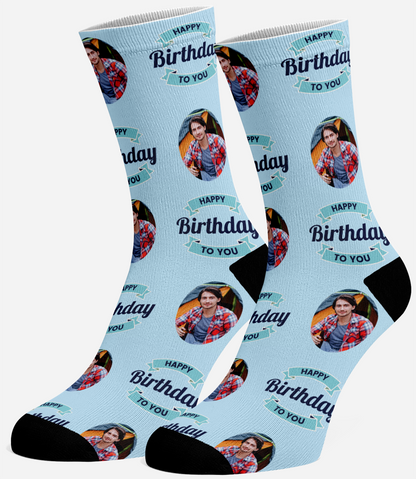 SockYeah - Personalised Happy Birthday Blue Socks