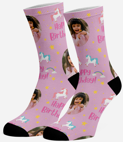 SockYeah - Personalised Happy Birthday Unicorn Socks