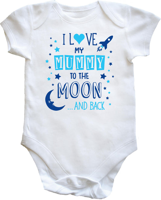 I Love My Mummy to the Moon and Back (Blue) baby vest